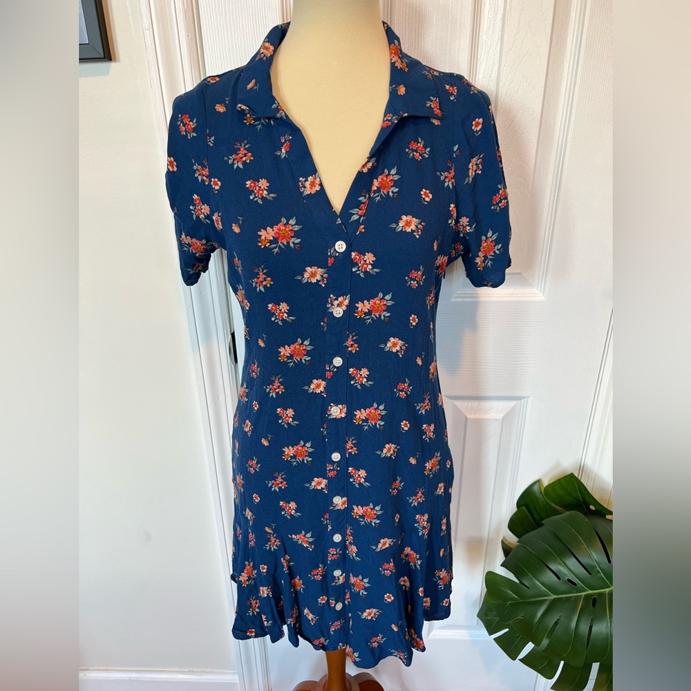 AE Floral Drop Waist Shirt Dress
